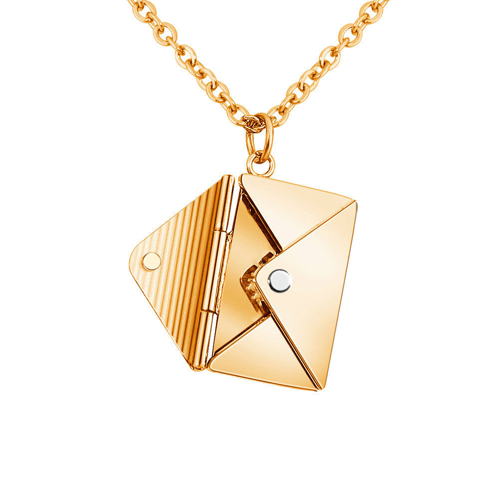 Envelope Locket Necklace - Personalized Love Letter Jewelry-0