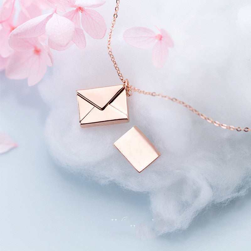 Envelope Locket Necklace - Personalized Love Letter Jewelry-3